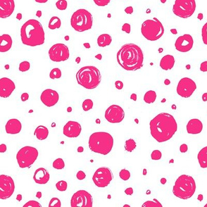 Paint Drops Polka Dots // Hot Pink