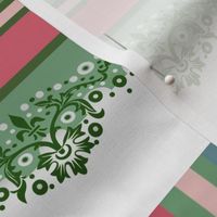 18" wild roses stripe border