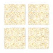 Indian Woodblock in Gold on White | Rustic gold floral, hand block printed pattern in yellow and white, botanical print, gold yellow block print design.