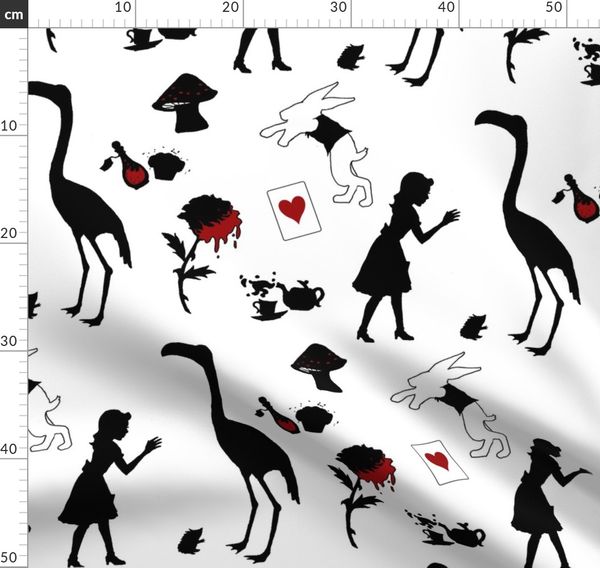 Alice In Wonderland Silhouettes With Red Spoonflower