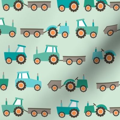Tractors on green