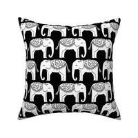 Elephant Parade Block Print - Black and White by Andrea Lauren