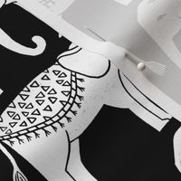 Elephant Parade Block Print - Black and White by Andrea Lauren