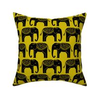 Elephant Parade Block Print - Goldenrod by Andrea Lauren