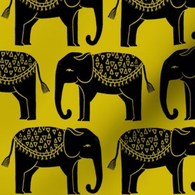 Elephant Parade Block Print - Goldenrod by Andrea Lauren