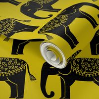 Elephant Parade Block Print - Goldenrod by Andrea Lauren