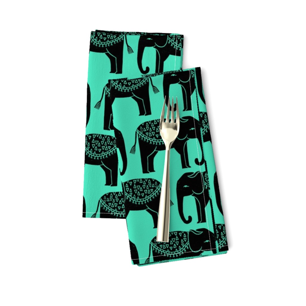 Elephant Parade Block Print - Light Jade/Black by Andrea Lauren