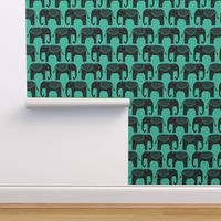 Elephant Parade Block Print - Light Jade/Black by Andrea Lauren