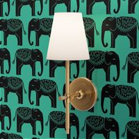Elephant Parade Block Print - Light Jade/Black by Andrea Lauren