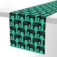 Elephant Parade Block Print - Light Jade/Black by Andrea Lauren