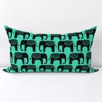 Elephant Parade Block Print - Light Jade/Black by Andrea Lauren