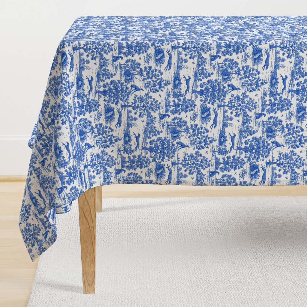 Bright Indigo Blue Greyhound Toile de Jouy