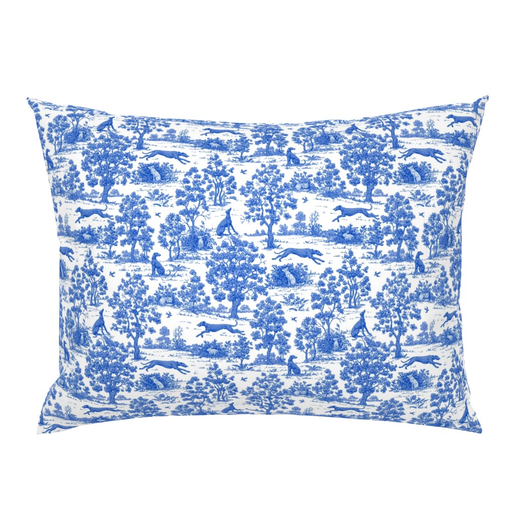 Bright Indigo Blue Greyhound Toile de Jouy