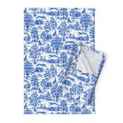 Bright Indigo Blue Greyhound Toile de Jouy