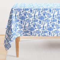 Bright Indigo Blue Greyhound Toile de Jouy