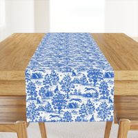 Bright Indigo Blue Greyhound Toile de Jouy