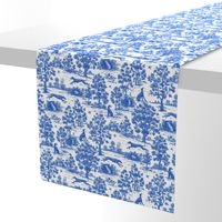 Bright Indigo Blue Greyhound Toile de Jouy