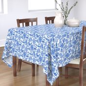 Bright Indigo Blue Greyhound Toile de Jouy