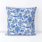 Bright Indigo Blue Greyhound Toile de Jouy