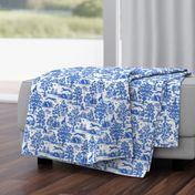 Bright Indigo Blue Greyhound Toile de Jouy