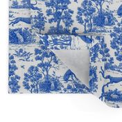 Bright Indigo Blue Greyhound Toile de Jouy