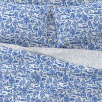 Bright Indigo Blue Greyhound Toile de Jouy