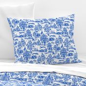 Bright Indigo Blue Greyhound Toile de Jouy