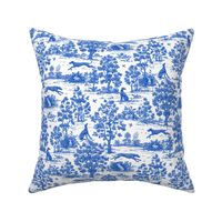 Bright Indigo Blue Greyhound Toile de Jouy