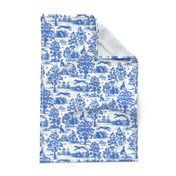 Bright Indigo Blue Greyhound Toile de Jouy