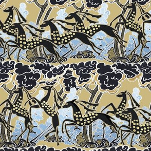 Art Deco gazelles galloping through, biscuit by Su_G