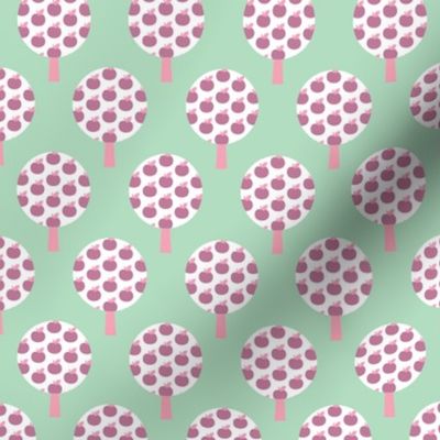 Retro apple tree mint forest pattern