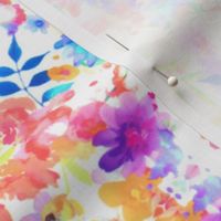 Floral Watercolour Kaleidescope - Small Flower Print in Rainbow