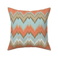 Ikat Chevron in Blue and Coral