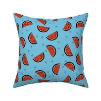 Watermelons - Soft Blue/Cardinal Red by Andrea Lauren