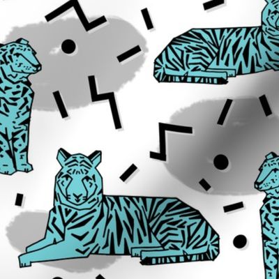 Rad Party Tiger - Slate Grey/Aqua by Andrea Lauren