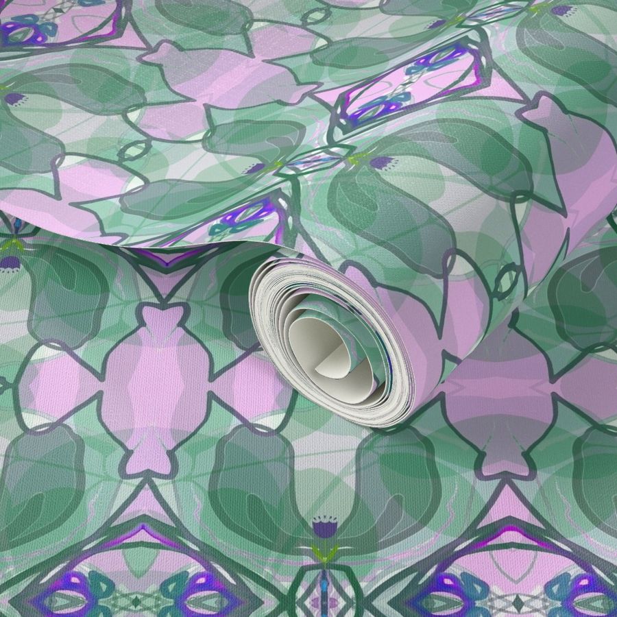 Sage Green & Lavender Watercolor Flower Wallpaper | Spoonflower