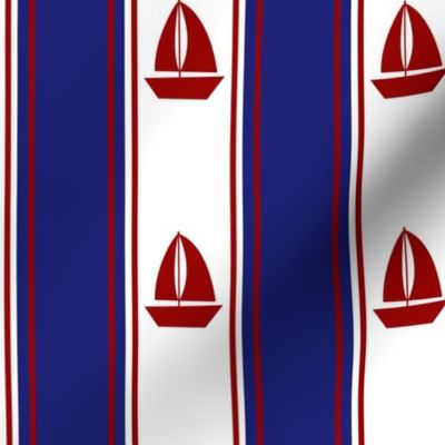Nautical Sailboats on White and Blue