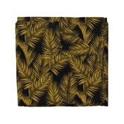 gold glitter palm leaves - black, large. silhuettes faux gold imitation tropical forest black background hot summer palm plant leaves shimmering metal effect texture fabric wallpaper giftwrap