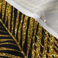 gold glitter palm leaves - black, large. silhuettes faux gold imitation tropical forest black background hot summer palm plant leaves shimmering metal effect texture fabric wallpaper giftwrap