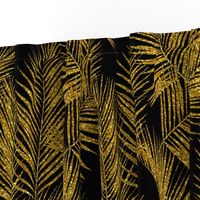 gold glitter palm leaves - black, large. silhuettes faux gold imitation tropical forest black background hot summer palm plant leaves shimmering metal effect texture fabric wallpaper giftwrap