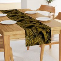 gold glitter palm leaves - black, large. silhuettes faux gold imitation tropical forest black background hot summer palm plant leaves shimmering metal effect texture fabric wallpaper giftwrap