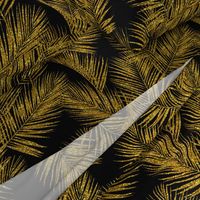 gold glitter palm leaves - black, large. silhuettes faux gold imitation tropical forest black background hot summer palm plant leaves shimmering metal effect texture fabric wallpaper giftwrap