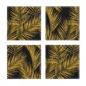 gold glitter palm leaves - black, large. silhuettes faux gold imitation tropical forest black background hot summer palm plant leaves shimmering metal effect texture fabric wallpaper giftwrap