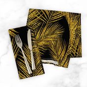 gold glitter palm leaves - black, large. silhuettes faux gold imitation tropical forest black background hot summer palm plant leaves shimmering metal effect texture fabric wallpaper giftwrap