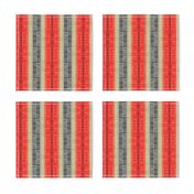 Scandi stripe in faux linen Pepper Red