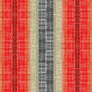 Scandi stripe in faux linen Pepper Red