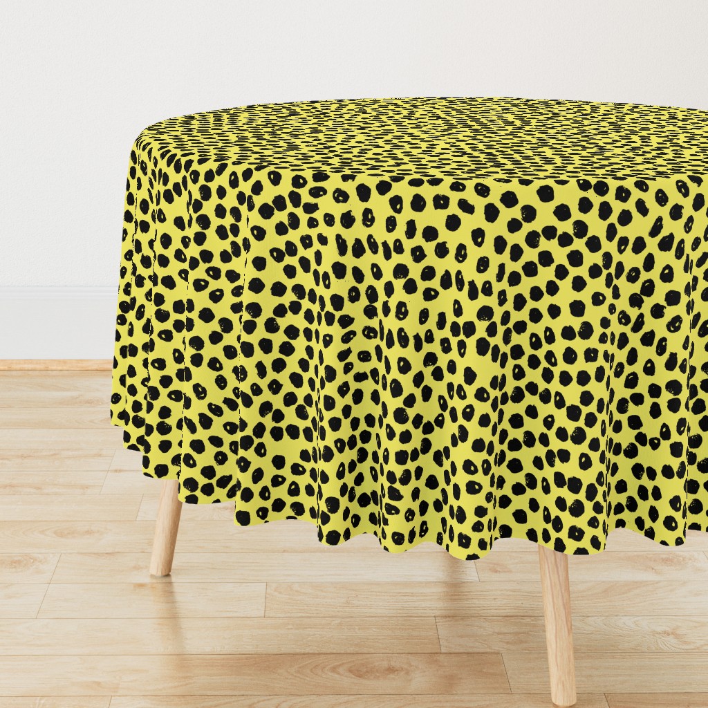 dots // bright yellow dot fabric inky dots design black and yellow dots bumble bee fabric