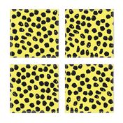 dots // bright yellow dot fabric inky dots design black and yellow dots bumble bee fabric