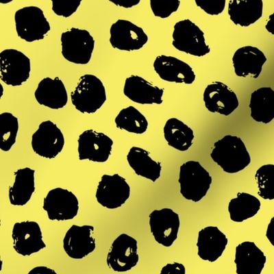 dots // bright yellow dot fabric inky dots design black and yellow dots bumble bee fabric