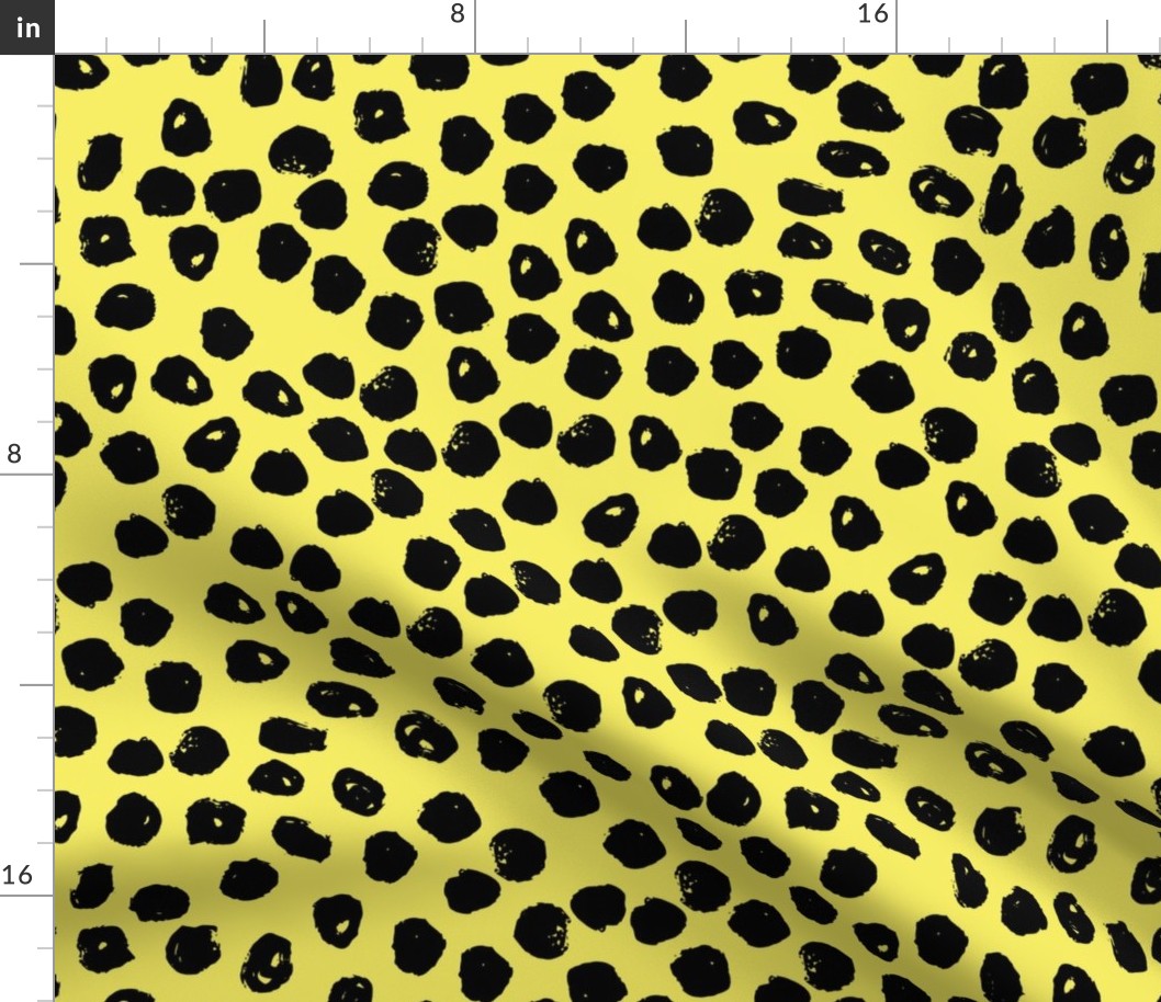 dots // bright yellow dot fabric inky dots design black and yellow dots bumble bee fabric